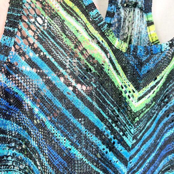 Pink Rose Mesh Tank Top Womens Small Racerback Swim Coverup Activewear Beachy - Picture 4 of 8